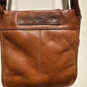 Vintage Fossil Messenger Tan Leather Crossbody Bag